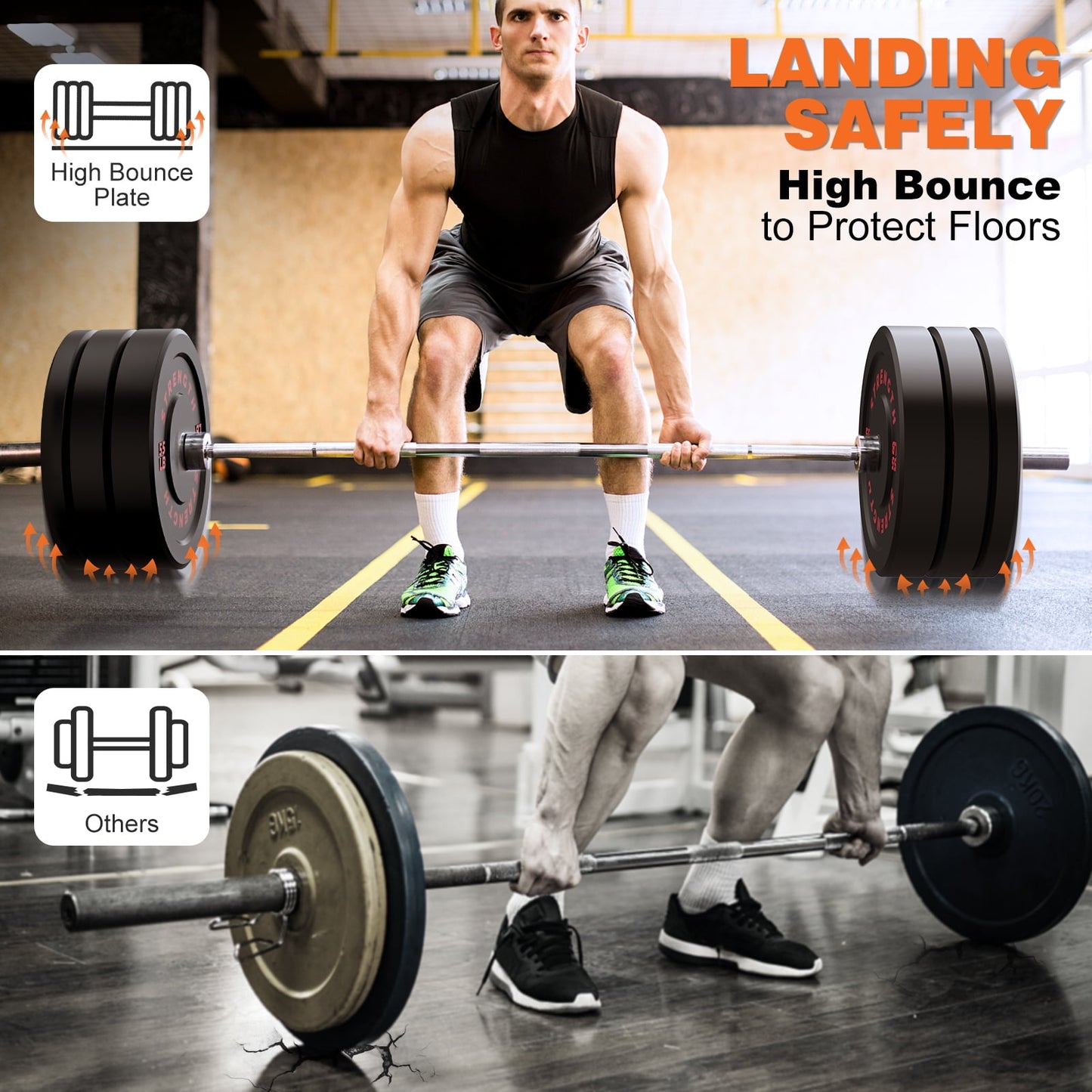 GIKPAL 140lb Bumper Plates, 2-Inch Olympic Weight Plates with Steel Hub, Eco-Friendly Rubber - Impact-Resistant & Floor Protection - Ideal for High-Intensity Workouts.