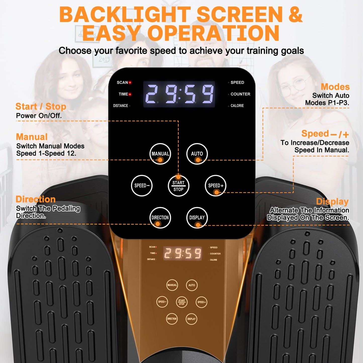 GIKPAL Under Desk Elliptical Machine,Portable Quiet Compact Leg Exerciser with Remote Control and LCD Display Monitor