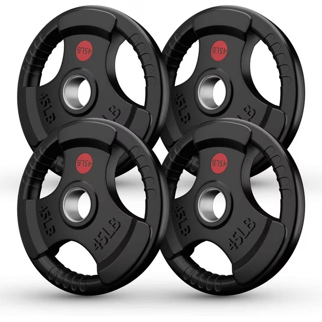 GIKPAL 180lbs set Weight Plates 2 Inch Rubber Coated Olympic Weight Plate for Weightlifting in Home Gym, Solid Cast Iron Bumper Plates for Barbell