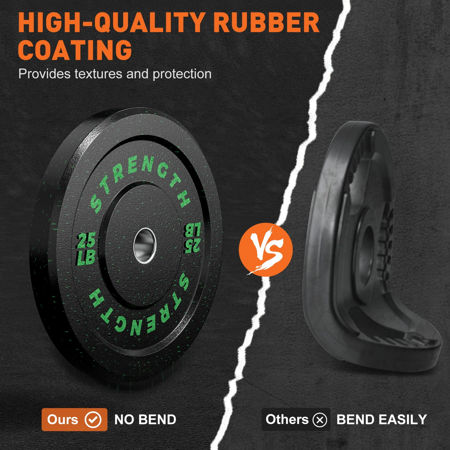 GIKPAL 190lb 2-inch Olympic Weight Plates, Durable Recycled Rubber - Low Noise & Floor Protection - Quick Identification, 10lb to 55lb Weights - Ideal for Weightlifting & CrossFit