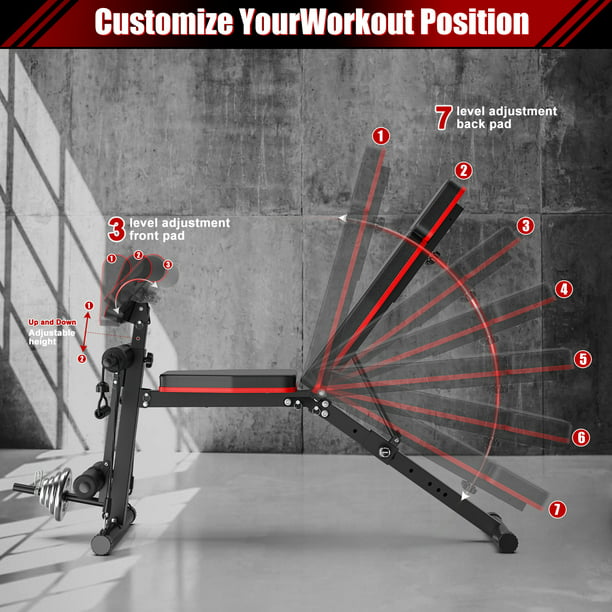 GIKPAL 770LB Foldable Weight Bench,7 Positions Adjustable Workout Bench Press for Home Gym Full Body Strength Training