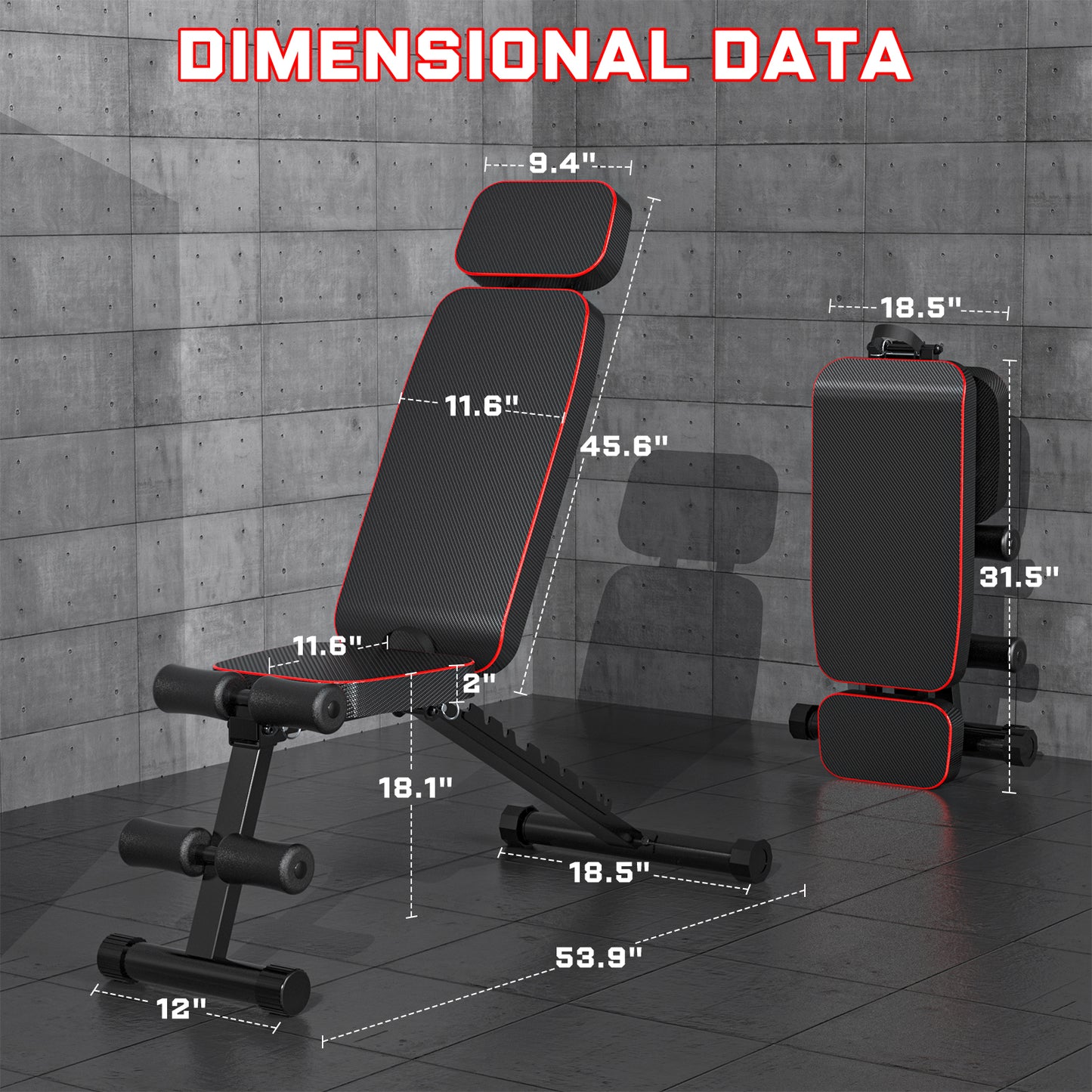 GIKPAL 9 Positions Adjustable Weight Bench,Foldable Workout Bench Olympic Weight Bench for Home Gym Full Body Strength Training,Support up to 800lbs
