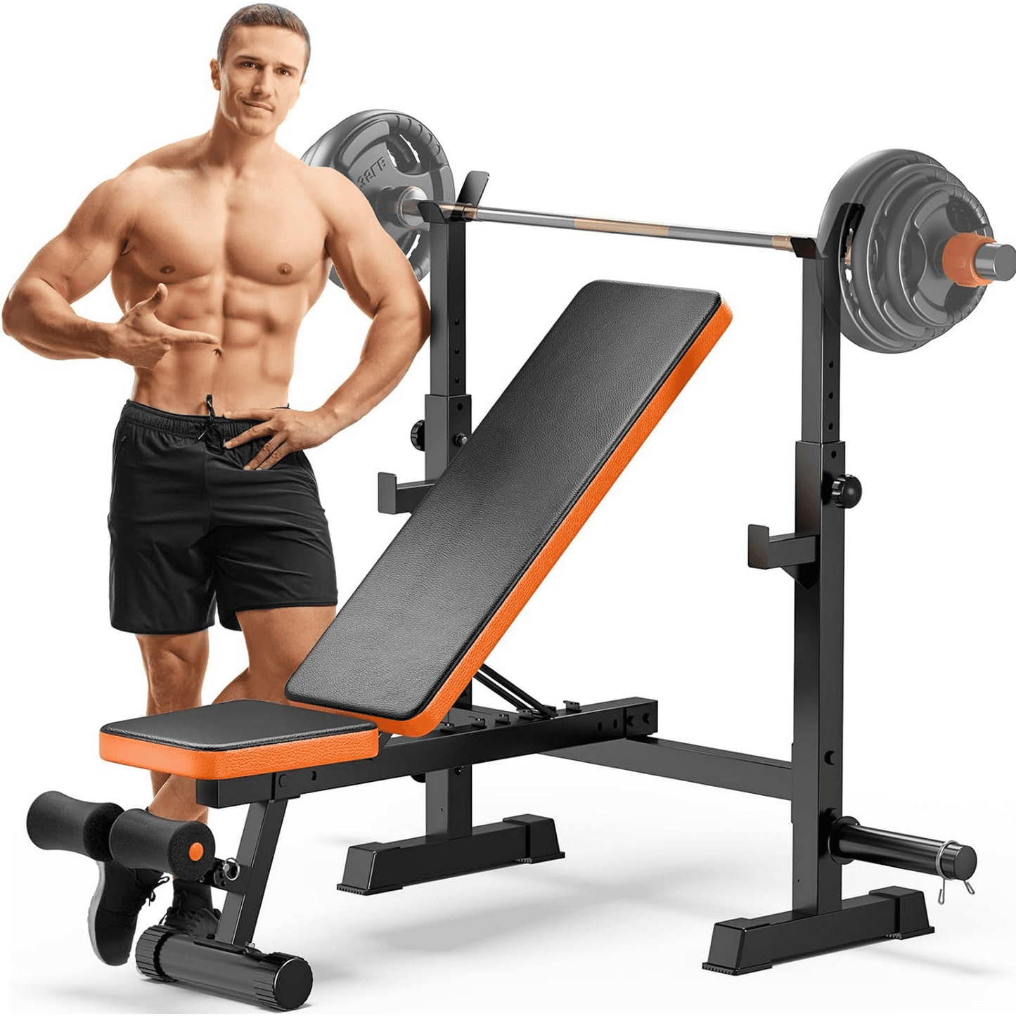 GIKPAL 770lbs 5-in-1 Adjustable Weight Bench ,Multi-Purpose Bench Press Olympic Workout Bench with Squat Rack for Home Gym Full Body Strength Training