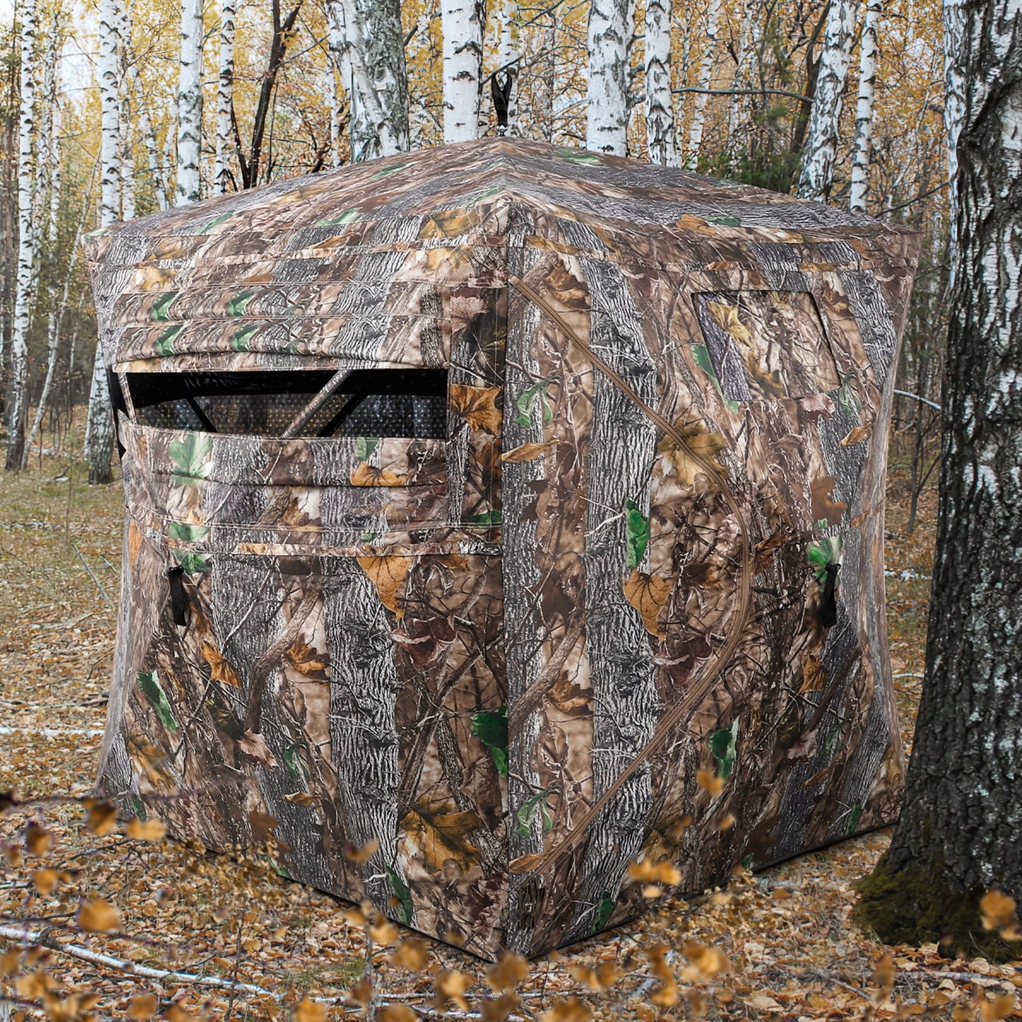 GIKPAL Portable 360-Degree See Through Hunting Blind for 2-3 People with Tie-Downs and Carrying Bag, Ideal for Deer, Duck, and Turkey Hunting