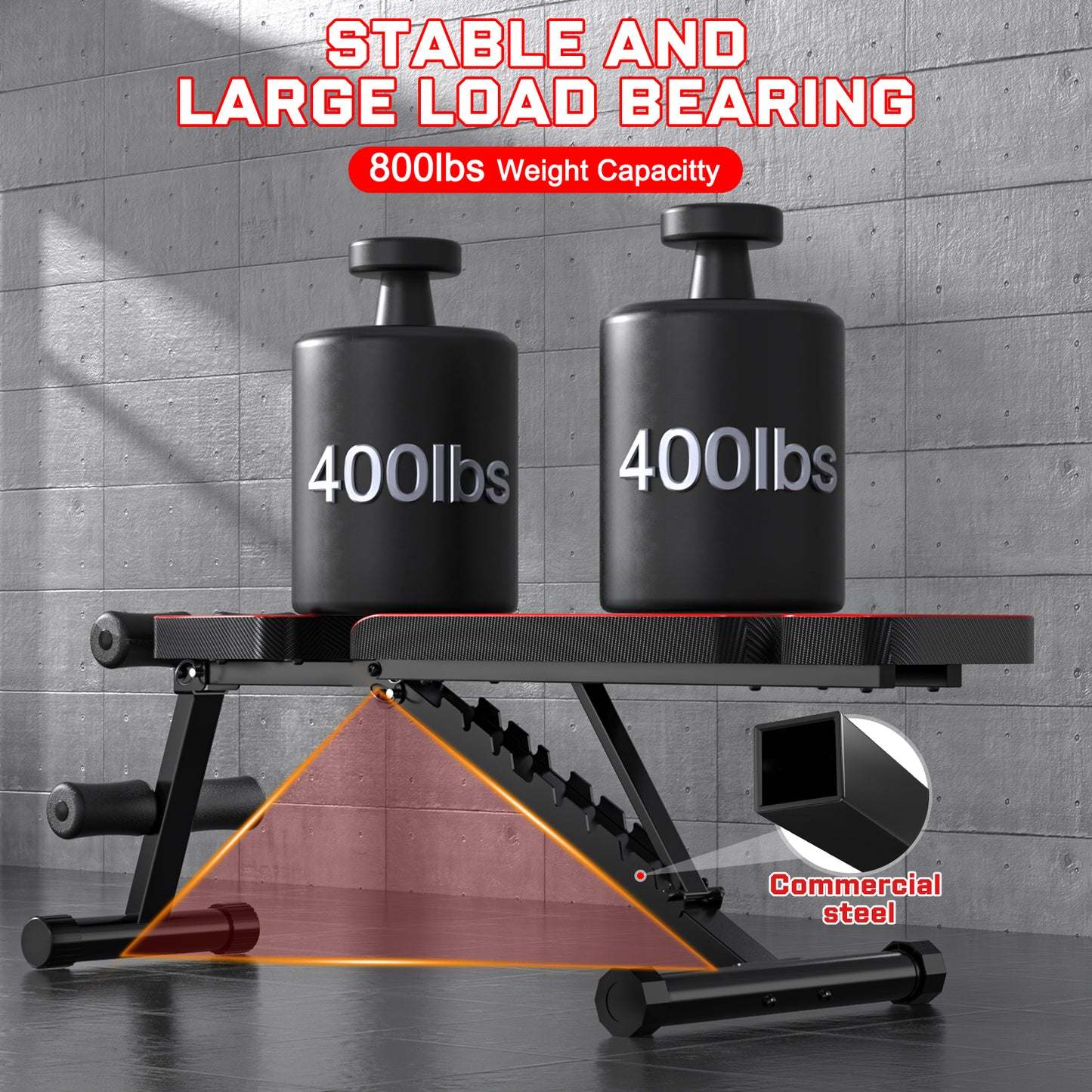 GIKPAL 9 Positions Adjustable Weight Bench,Foldable Workout Bench Olympic Weight Bench for Home Gym Full Body Strength Training,Support up to 800lbs