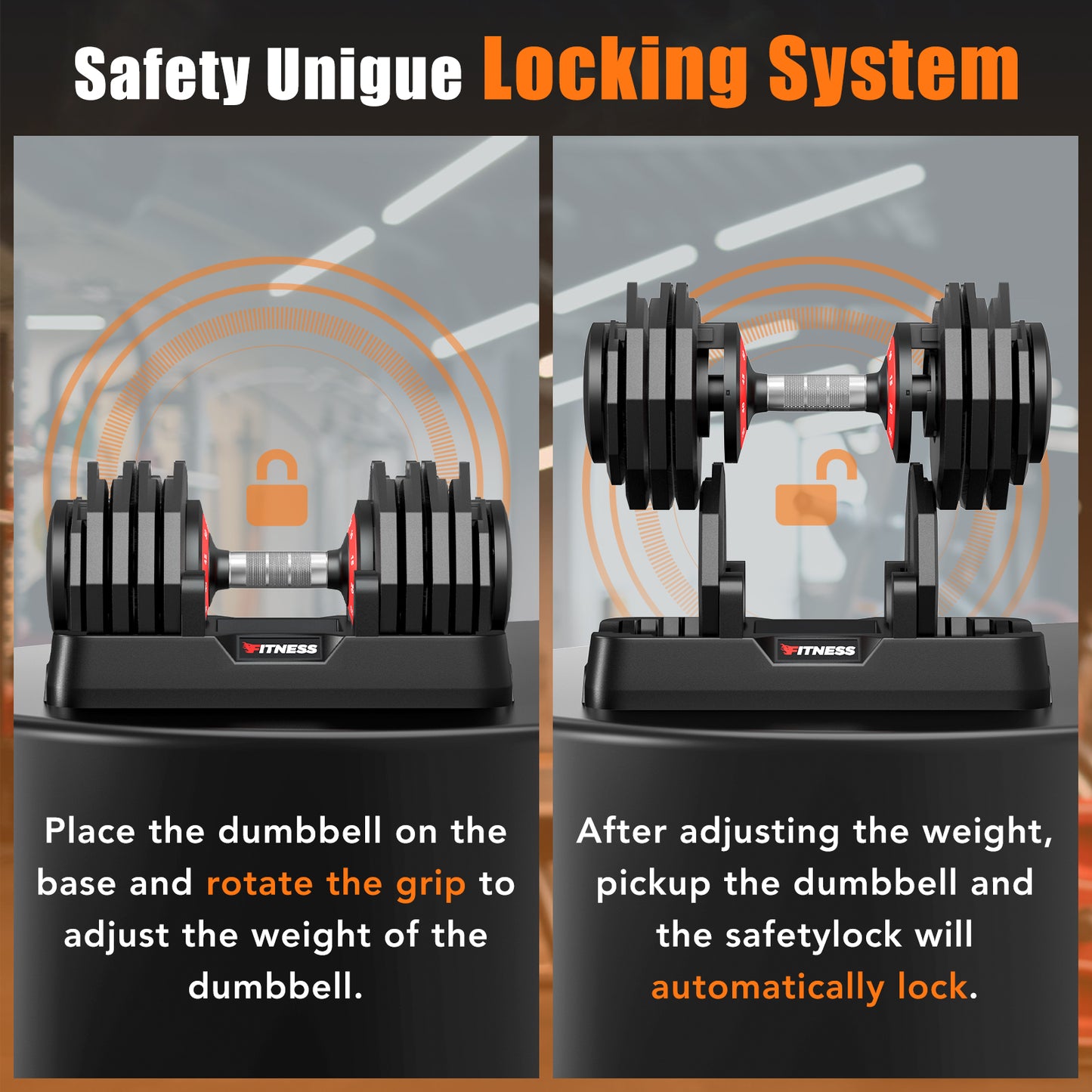 GIKPAL 110LB(55lbs*2) Adjustable Dumbbells Set,10 in 1 Quick-Select 10-55lbs Weight Adjustable Dumbbells for Full Body Home Workout