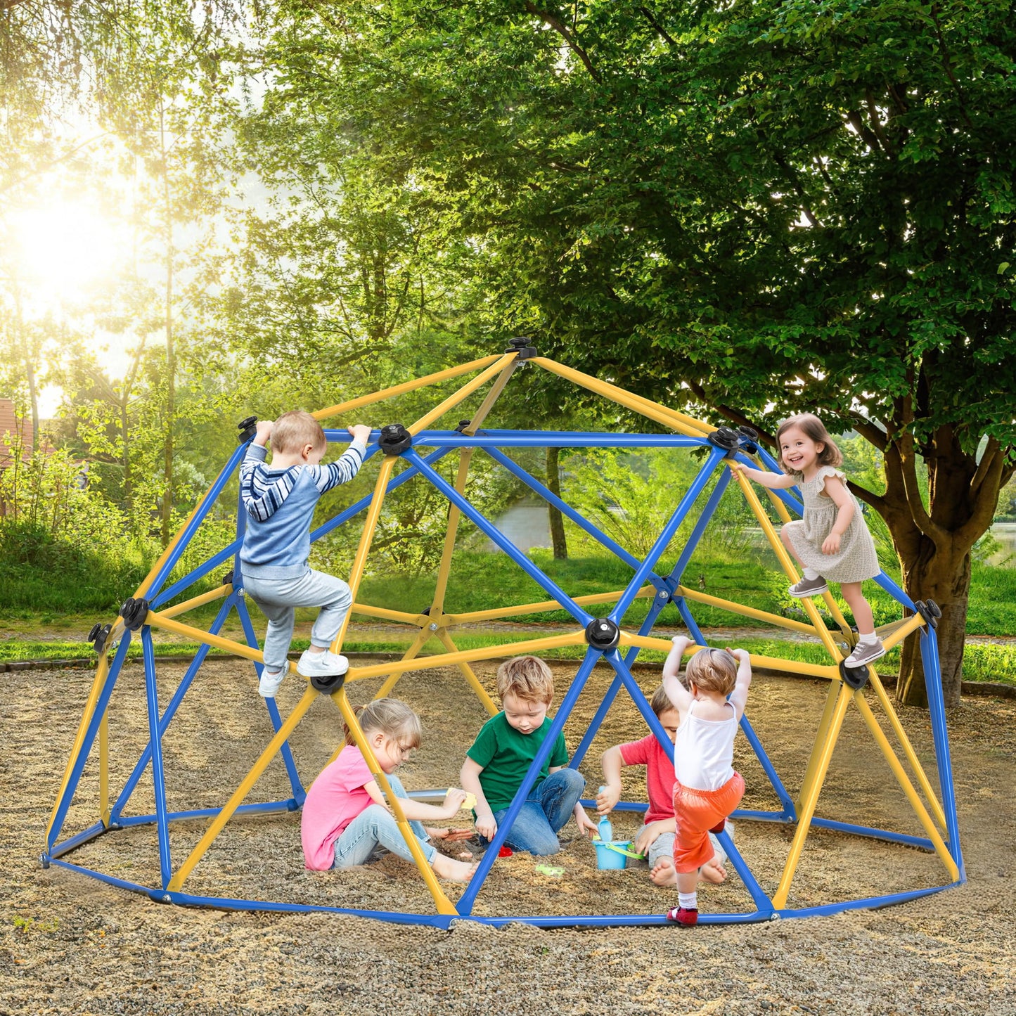 WOSTOO 10FT Climbing Dome,Kids Dome Climber Jungle Gym Outdoor Toddler Play Set for Kids 3-10 Year Outdoor Play , Supports up to 880lbs,Yellow