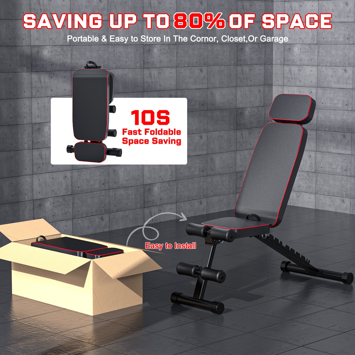 GIKPAL 9 Positions Adjustable Weight Bench,Foldable Workout Bench Olympic Weight Bench for Home Gym Full Body Strength Training,Support up to 800lbs