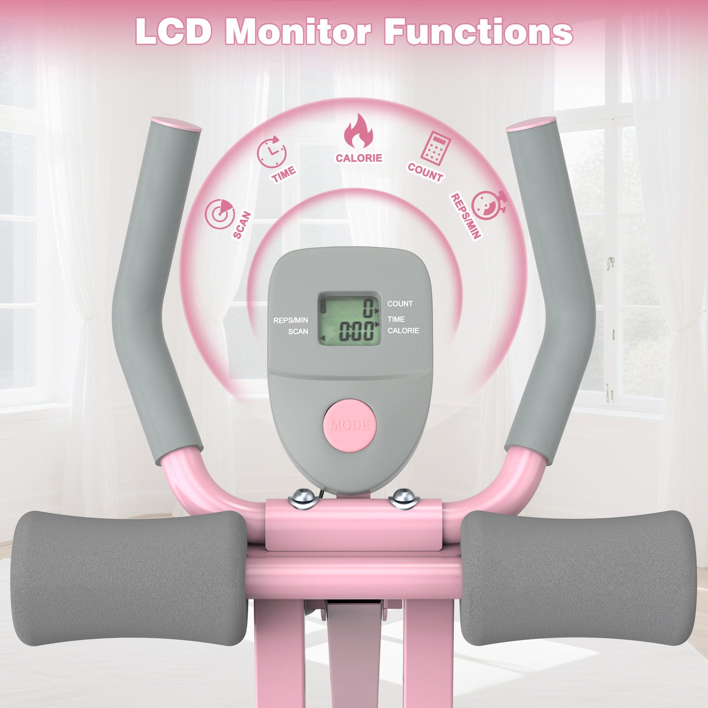 GIKPAL Foldable Ab Machine, Ab Workout Equipment for Home Gym,Core & Abdominal Trainer Fitness Equipment Max 440lbs with LCD Display