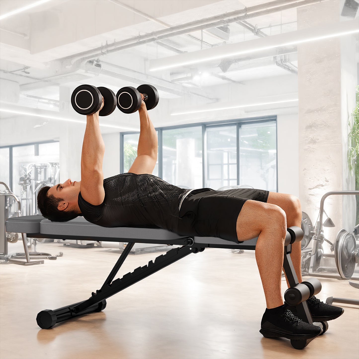 GIKPAL 9 Positions Adjustable Weight Bench,Foldable Workout Bench Olympic Weight Bench for Home Gym Full Body Strength Training,Support up to 800lbs