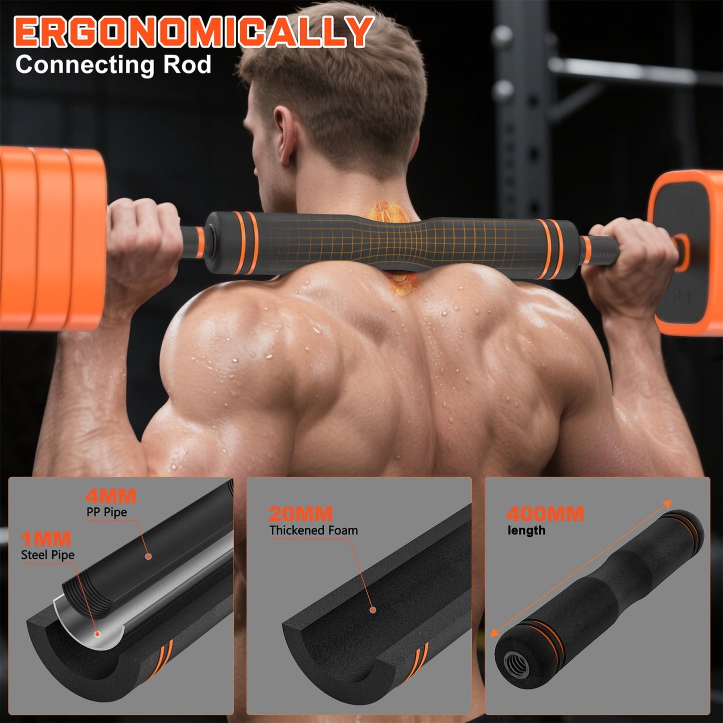 GIKPAL 45lbs Adjustable Dumbbells Set, 4 in 1 Free Weights Dumbbells Set with Connector Used as Dumbbell, Barbell, Push up Stand, Kettlebells for Home Gym Exercises