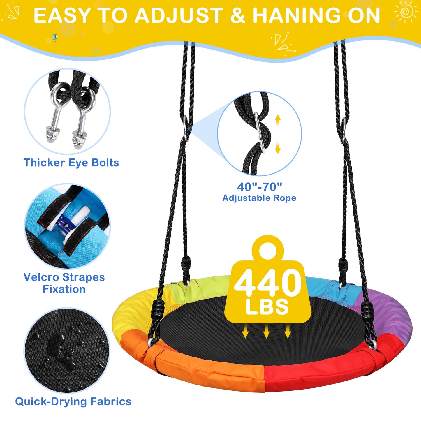 10FT Climbing Dome with Swing Set, Kids Dome Climber Jungle Gym Outdoor Play Toddler Play Set for Ages 3-10, Supports up to 880lbs,Yellow