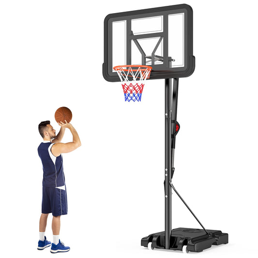 44-inch Portable Basketball Hoop 8-10ft Height Adjustable for Youth Adults LED Basketball Hoop Lights, Colorful lights, Waterproof, Super Bright to Play at Night Outdoors, Good Gift for Kids