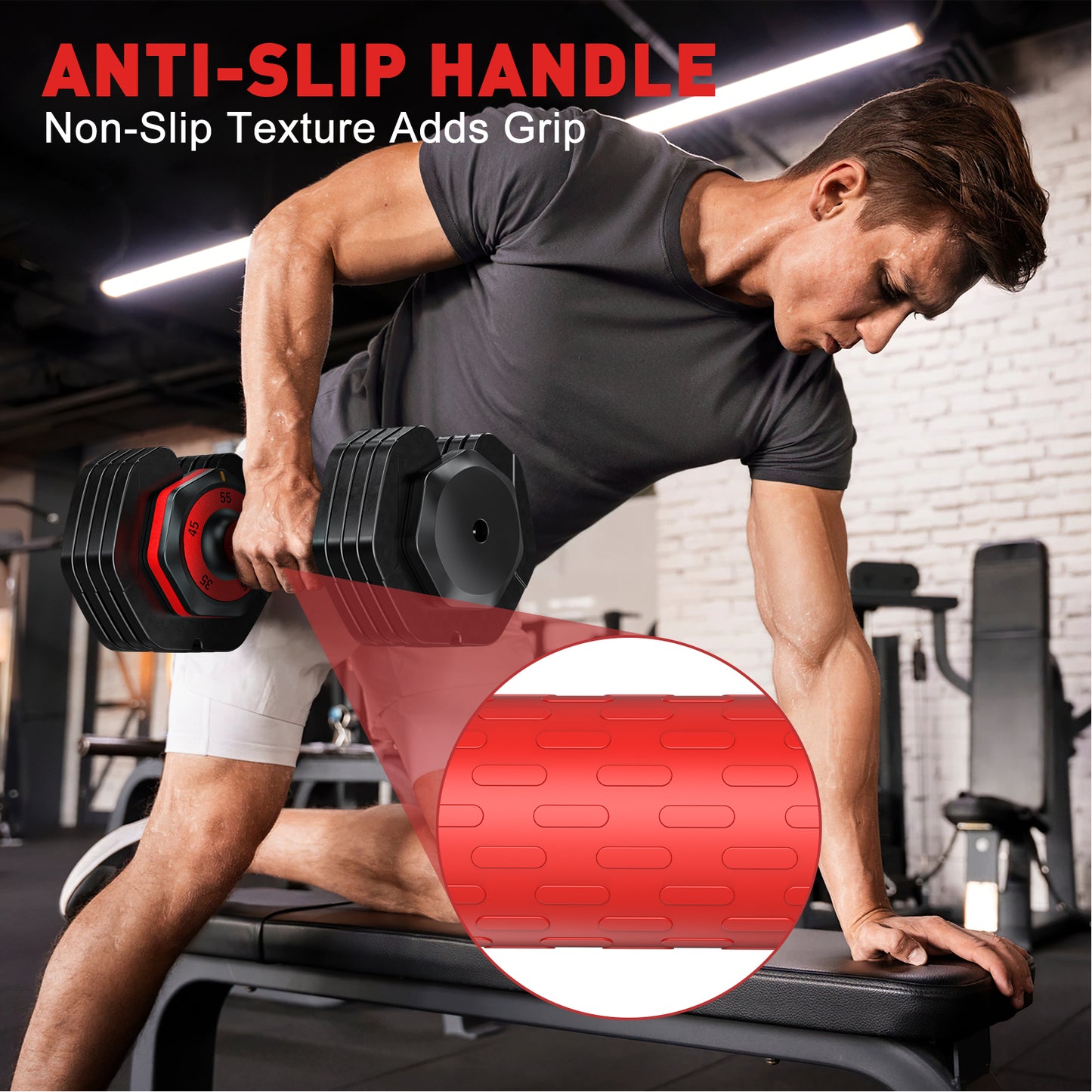 GIKPAL 110lbs(55lb*2) Adjustable Dumbbells,Quick Select 15-55lbs set of 2 Adjustable Free Weights Plates with Rack for Women and Men for Home Gym Full Body Workout Fitness