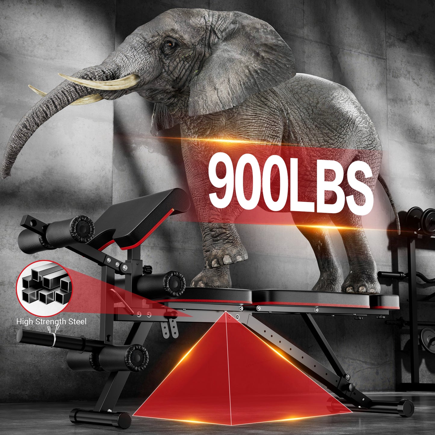 GIKPAL 10 Positions Adjustable Weight Bench Workout Bench for Home Gym,Olympic Weight Bench Press for Full Body Strength Training,Support up to 900lbs