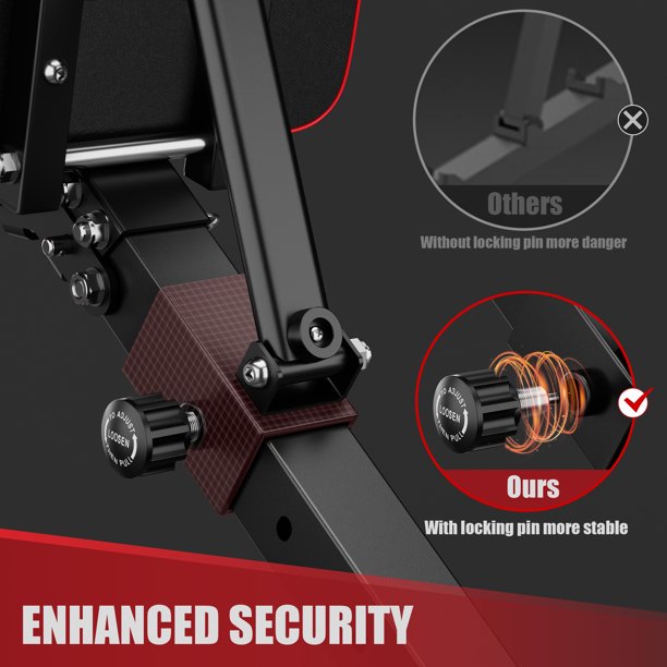 GIKPAL 7 Positions Adjustable Weight Bench,With Extended Headrest and Leg Extension,Foldable Workout Olympic Weight Bench Press for Full Body Strength Training,Maximum Weight 770 Lbs.