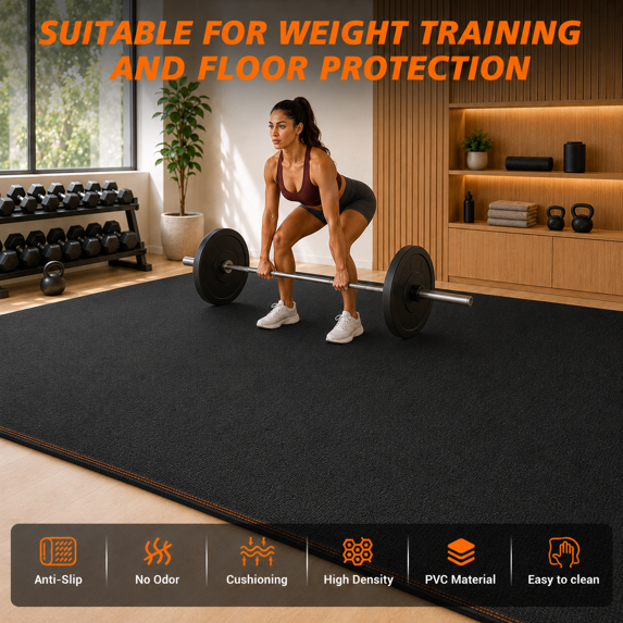 GIKPAL 8*6FT Large Exercise Mat, High-Density Non-Slip Workout Mat for Home Gym, Yoga, Pilates & Floor Fitness, Black