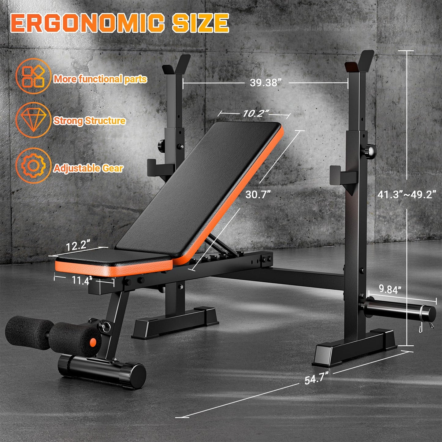 GIKPAL 770lbs 5-in-1 Adjustable Weight Bench ,Multi-Purpose Bench Press Olympic Workout Bench with Squat Rack for Home Gym Full Body Strength Training