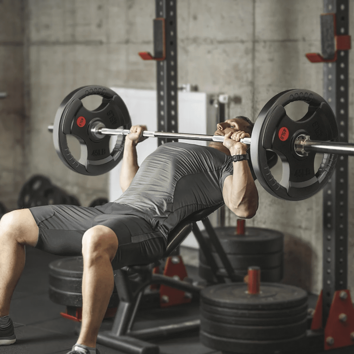 GIKPAL 85lbs Weight Plates 2 Inch Rubber Coated Olympic Weight Plate for Strength Training & Weightlifting in Home Gym, Solid Cast Iron Bumper Plates for Barbell