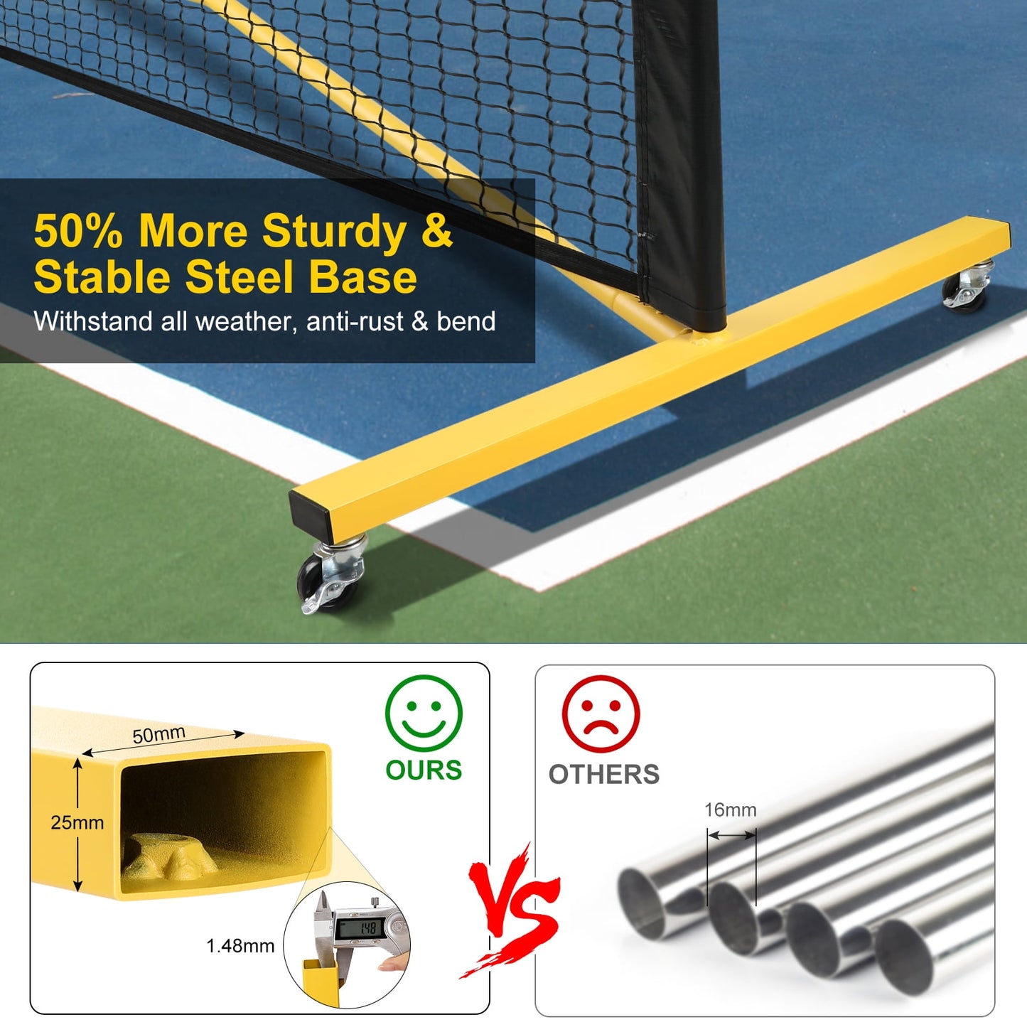 GIKPAL 22FT Portable Pickleball Net Set w/ Locking Wheels - Complete Beginner Kit (Net, 4 Paddles, 6 Balls, Bag, Line Markers)