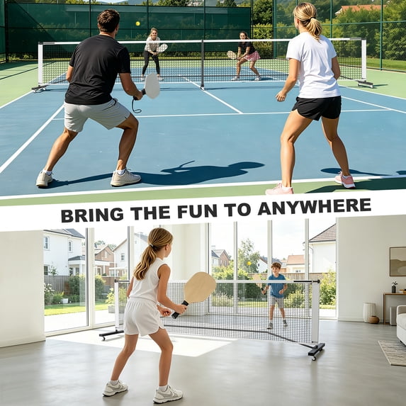 GIKPAL Durable Portable Pickleball Net Set with Lockable Wheels, 11/22ft