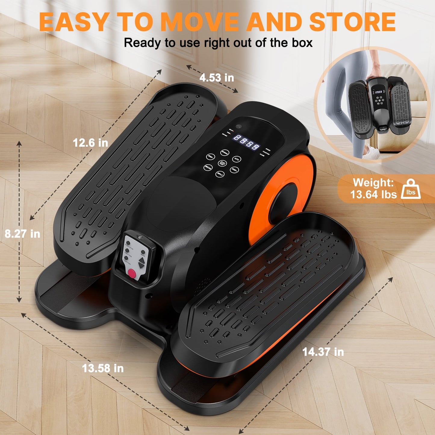 GIKPAL Under Desk Elliptical Machine,Portable Quiet Compact Leg Exerciser with Remote Control and LCD Display Monitor