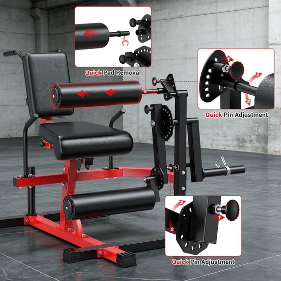 GIKPAL 2-in-1 Leg Extension and Curl Machine with 100lbs 2 inch Rubbe Weight Plates, Leg Curl Machine Leg Extension Machine for Home Gym