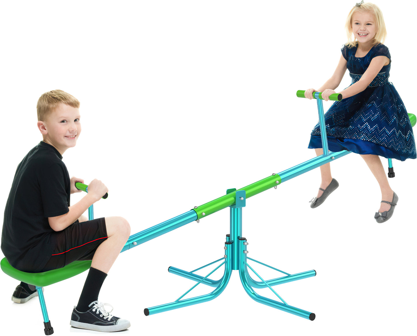 GIKPAL Kids Seesaw, Sit and Spin Teeter Totter, Heavy Duty Upgraded Model, 360 Degrees Rotation Teeter-Totter for Kid, Backyard Playground Outdoor Seesaw