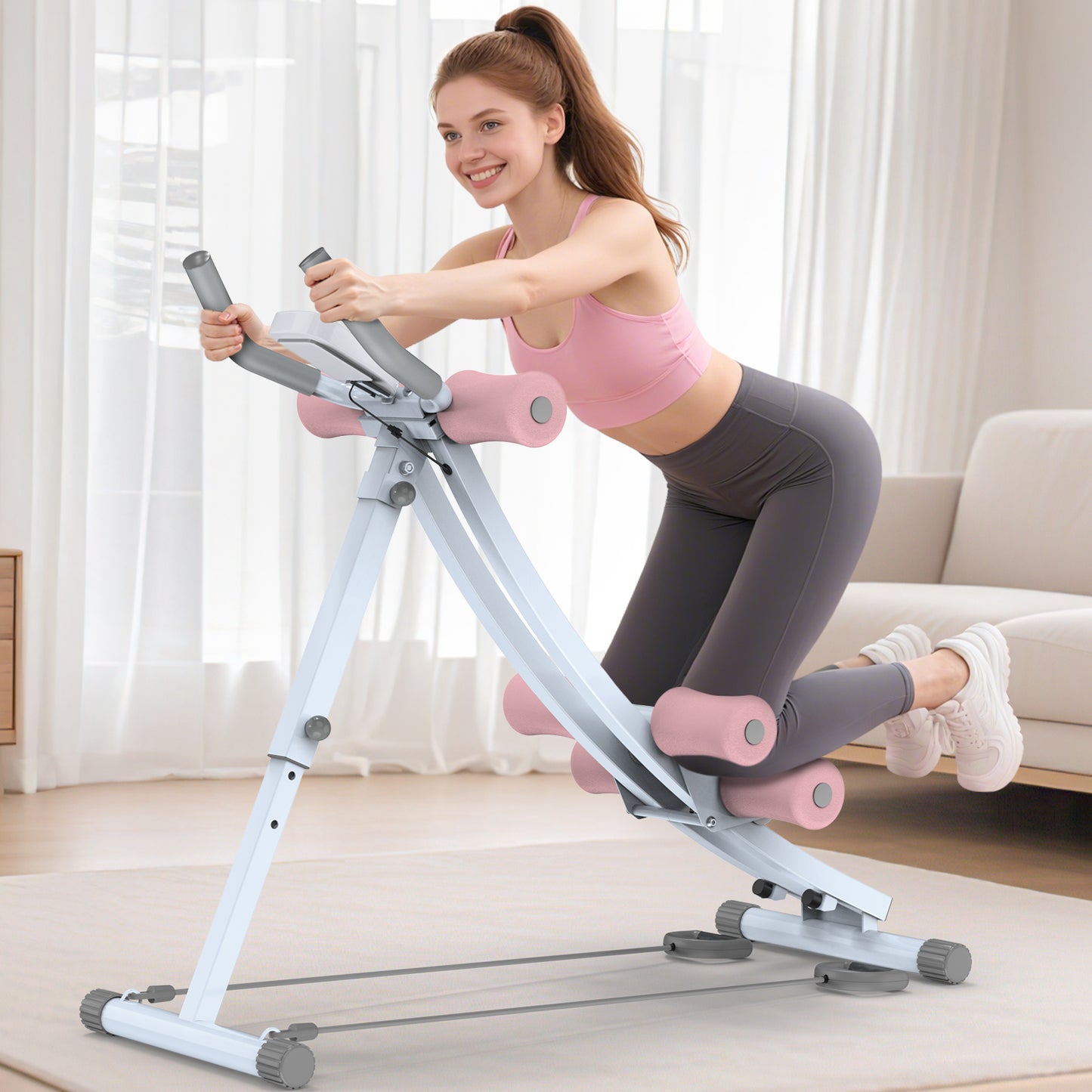 GIKPAL Foldable Ab Machine, Ab Workout Equipment for Home Gym,Core & Abdominal Trainer Fitness Equipment Max 440lbs with LCD Display