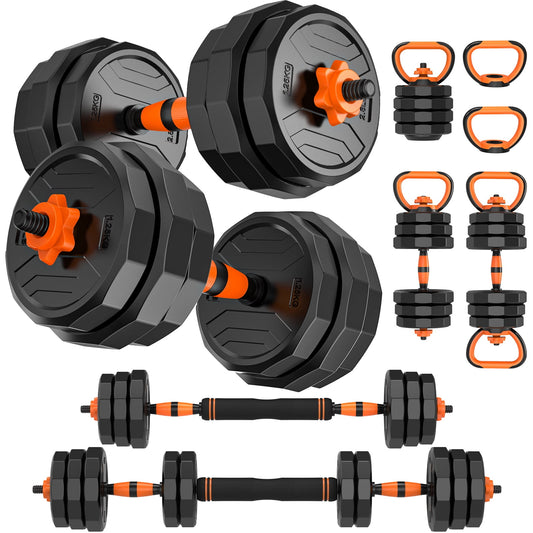 GIKPAL 66lb 6-in-1 Adjustable Dumbbells Set Free Weight Set with Connector Used as Barbell, Kettlebells, Push up Stand, Fitness Exercises for Home Gym Suitable Men/Women