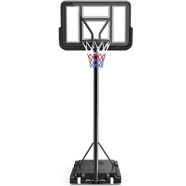 GIKPAL Basketball Hoop System with 44" PET Backboard, 6 Gear Height from 4ft5in-10ft, Basketball Hoop with Wheels Indoor Outdoor for Adults & Kids