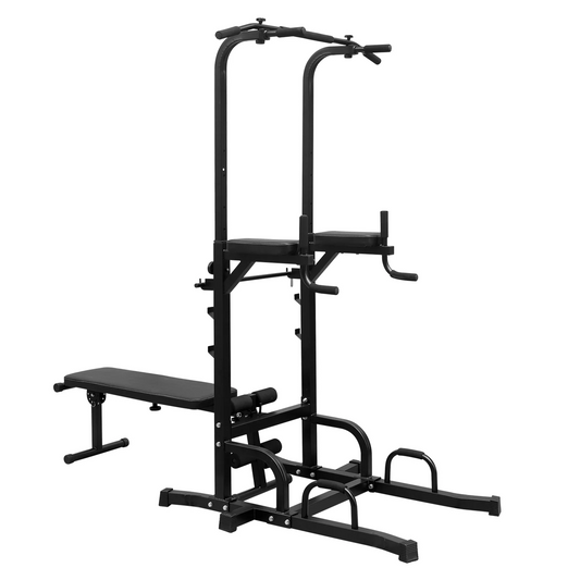 GIKPAL Power Tower Dip Station with Bench Pull Up Bar Stand Adjustable Height Heavy Duty Multi-Function Fitness Training Equipment for Home Office Gym