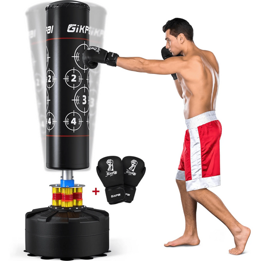 GIKPAL Indoor Freestanding Punching Bag for Adult Teens,70" -180lbs Heavy Duty Fitness Training Bag with Suction Cup Base for MMA Muay Thai Fitness