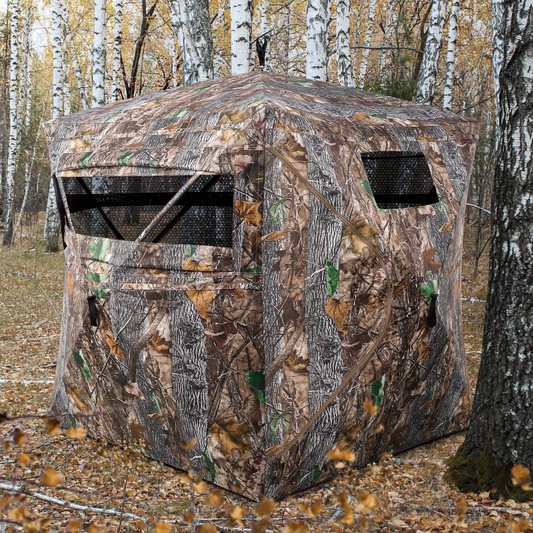 GIKPAL 360 Degree Portable See Through Hunting Blind for 2-3 People with Tie-Downs & Carrying Bag, Ideal for Deer, Duck, and Turkey Hunting