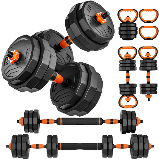 GIKPAL 33lb 4-in-1 Adjustable Dumbbells Set Free Weight Set with Connector Used as Barbell, Kettlebells, Push up Stand, Fitness Exercises for Home Gym Suitable Men/Women