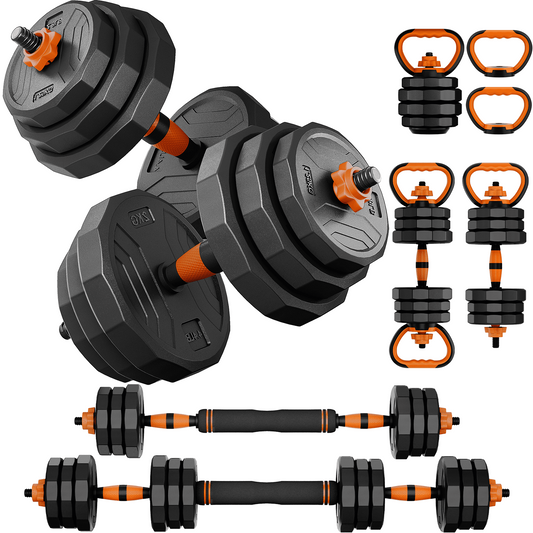 GIKPAL 88lb 4-in-1 Adjustable Dumbbells Set Free Weight Set with Connector Used as Barbell, Kettlebells, Push up Stand, Fitness Exercises for Home Gym Suitable Men/Women