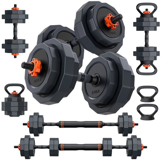 GIKPAL 65lb 4-in-1 Adjustable Dumbbells Set with Connector – Convertible Free Weights for Barbell, Kettlebells & Push-Up Stand, Home Gym Fitness Equipment for Men & Women