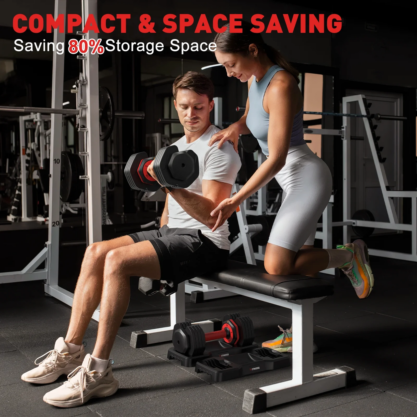 GIKPAL 50lb(25lb*2) 5 in 1 Adjustable Dumbbells 25LB set of 2 Adjustable Free Weights Plates and Rack - Hand Weights for Women and Men - Adjust Weight for Home Gym Full Body Workout Fitness