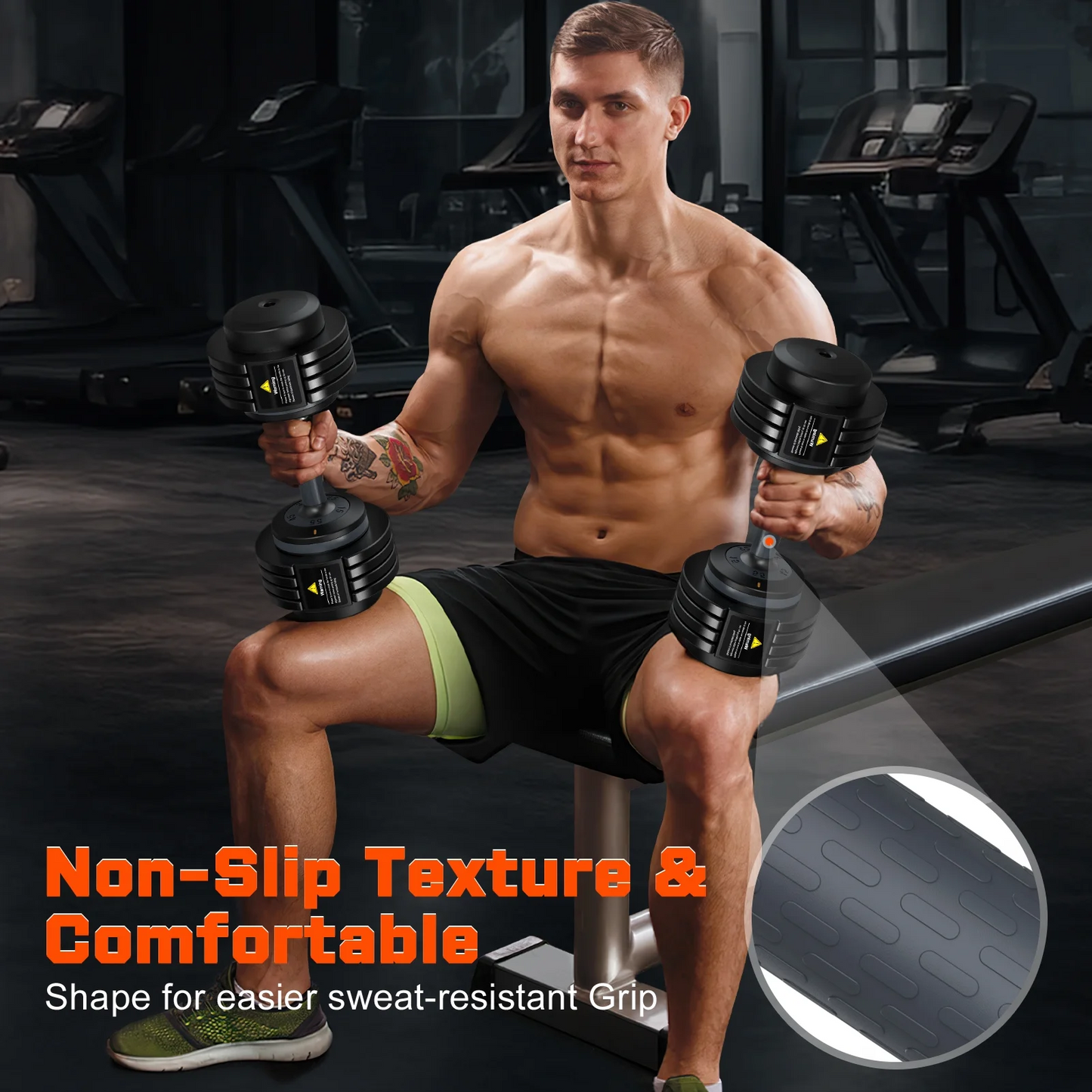 GIKPAL 110(55lb*2) 5 in 1 Adjustable Dumbbell 55LB set of 2 Adjustable Free Weights Plates , 1 Sec Fast Change Weights with Anti-Slip Handle, 5 Weight Options for Full Body Workout Suitable Men/Women