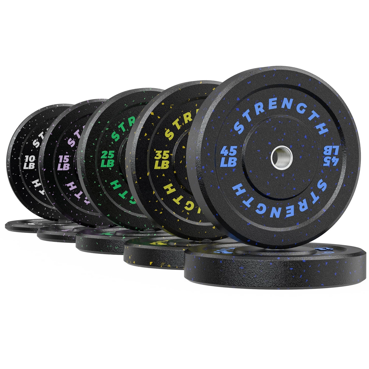 GIKPAL 370lb 2-inch Olympic Weight Plates, Durable Recycled Rubber - Low Noise & Floor Protection - Quick Identification, 10lb to 55lb Weights - Ideal for Weightlifting & CrossFit