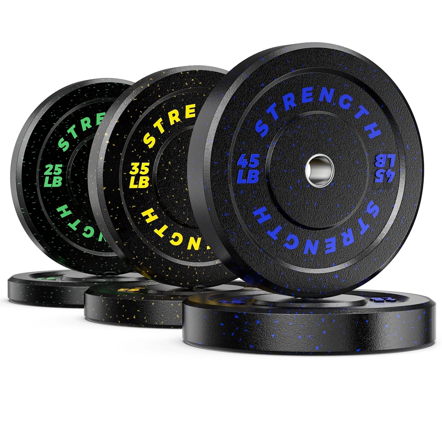 GIKPAL 210lb 2-inch Olympic Weight Plates, Durable Recycled Rubber - Low Noise & Floor Protection - Quick Identification, 10lb to 55lb Weights - Ideal for Weightlifting & CrossFit