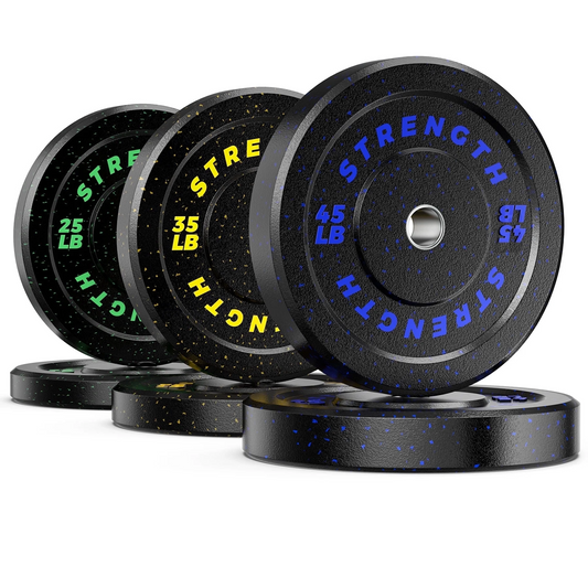 GIKPAL 210lb 2-inch Olympic Weight Plates, Durable Recycled Rubber - Low Noise & Floor Protection - Quick Identification, 10lb to 55lb Weights - Ideal for Weightlifting & CrossFit