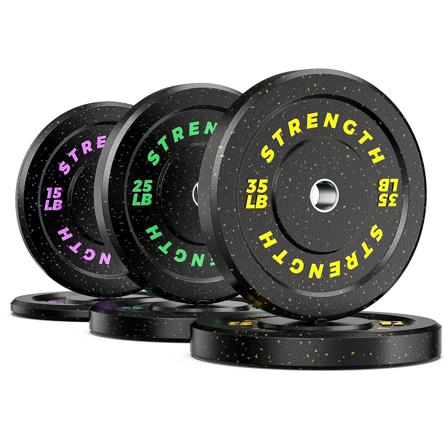 GIKPAL 150lb 2-inch Olympic Weight Plates, Durable Recycled Rubber - Low Noise & Floor Protection - Quick Identification, 10lb to 55lb Weights - Ideal for Weightlifting & CrossFit