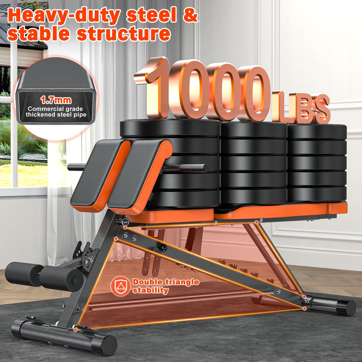 GIKPAL Multi-Functional FID Weight Bench for Full All-in-One Body Workout – Hyper Back Extension, Roman Chair, Adjustable Ab Sit up Bench, Incline Decline Bench, Flat Bench,Support up to 1000lbs