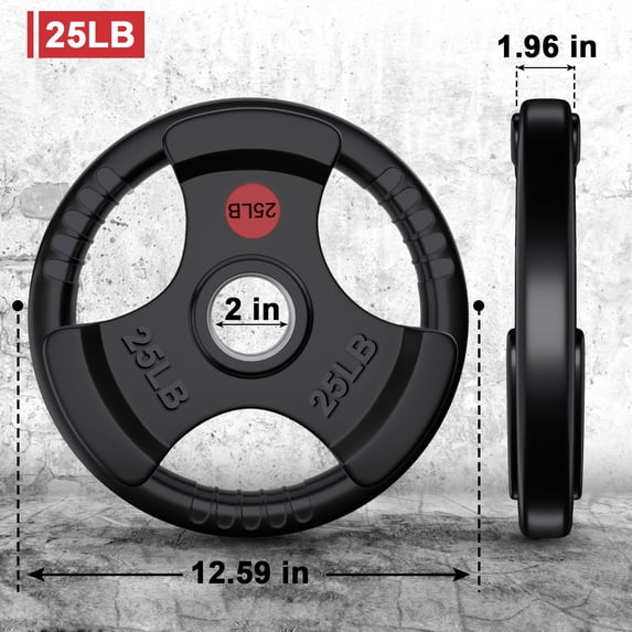 GIKPAL 100lbs Weight Plates 2 Inch Rubber Coated Olympic Weight Plate for Strength Training & Weightlifting in Home Gym, Solid Cast Iron Bumper Plates for Barbell