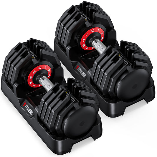 GIKPAL 100LB(50lbs*2) Adjustable Dumbbells Set,10 in 1 Quick-Select 10-50lbs Weight Adjustable Dumbbells for Full Body Home Workout