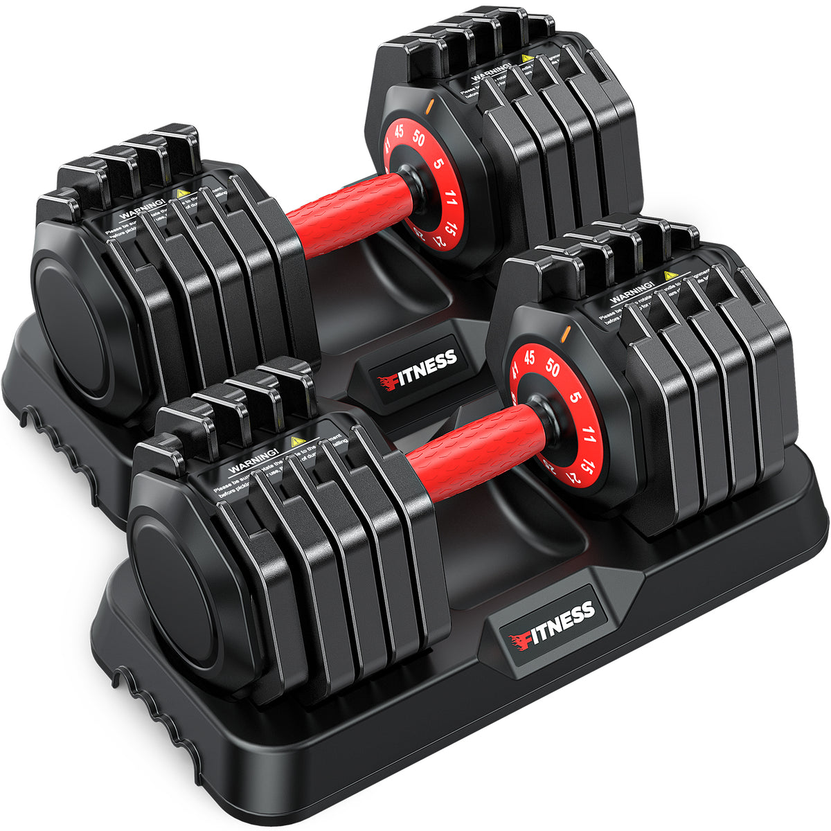 GIKPAL 100LB(50lbs*2) Adjustable Dumbbells Set of 2,10 in 1 Quick-Select 9-55lbs Free Weight Adjustable Dumbbells for Men/Women Home Gym