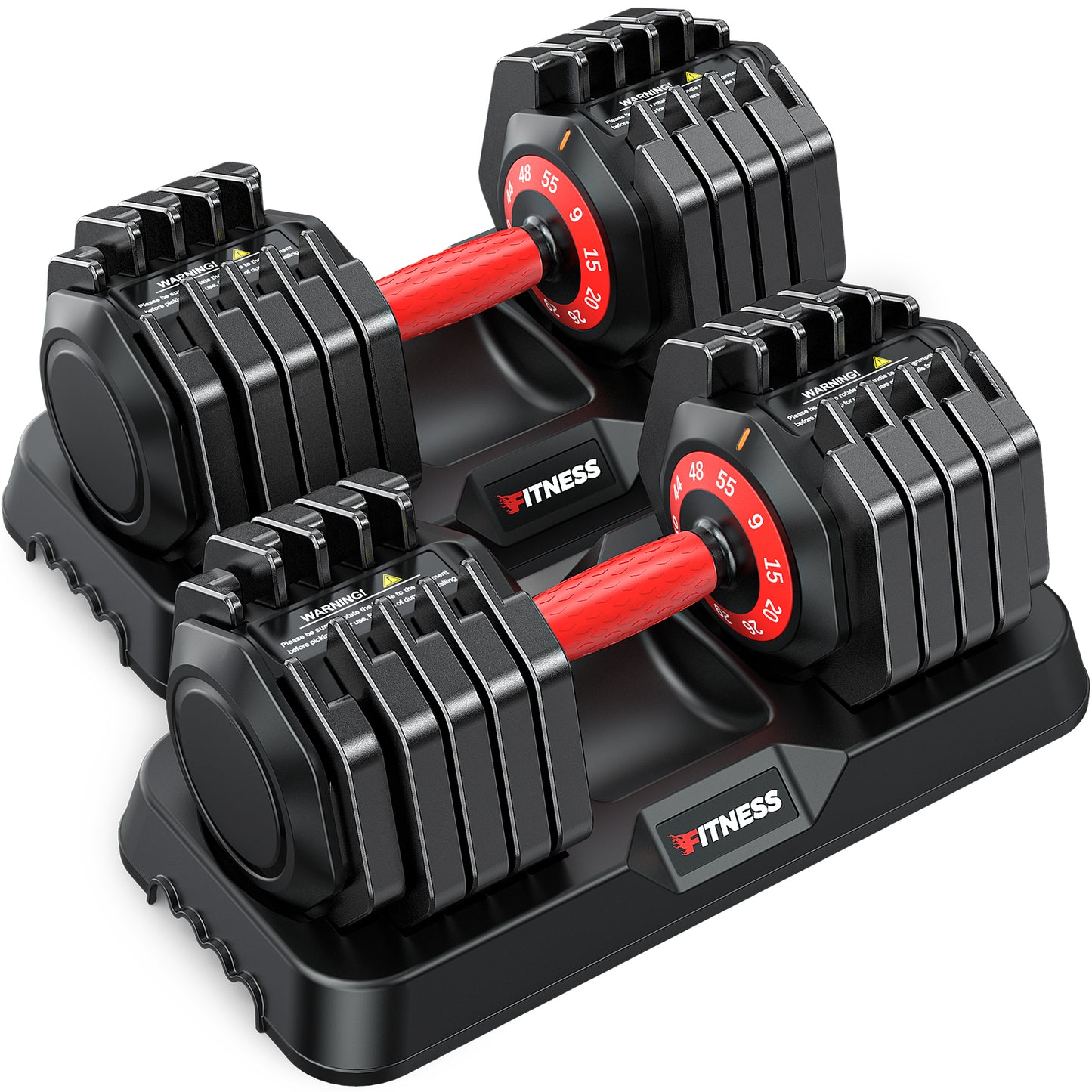 GIKPAL 110LB(55lbs*2) Adjustable Dumbbells Set of 2,10 in 1 Quick-Select 9-55lbs Free Weight Adjustable Dumbbells for Men/Women Home Gym