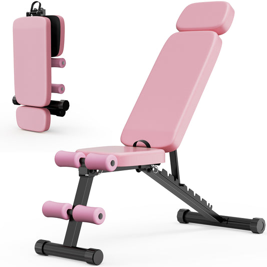 GIKPAL 9 Positions Adjustable Weight Bench,Foldable Workout Bench Olympic Weight Bench for Home Gym Full Body Strength Training,Support up to 800lbs