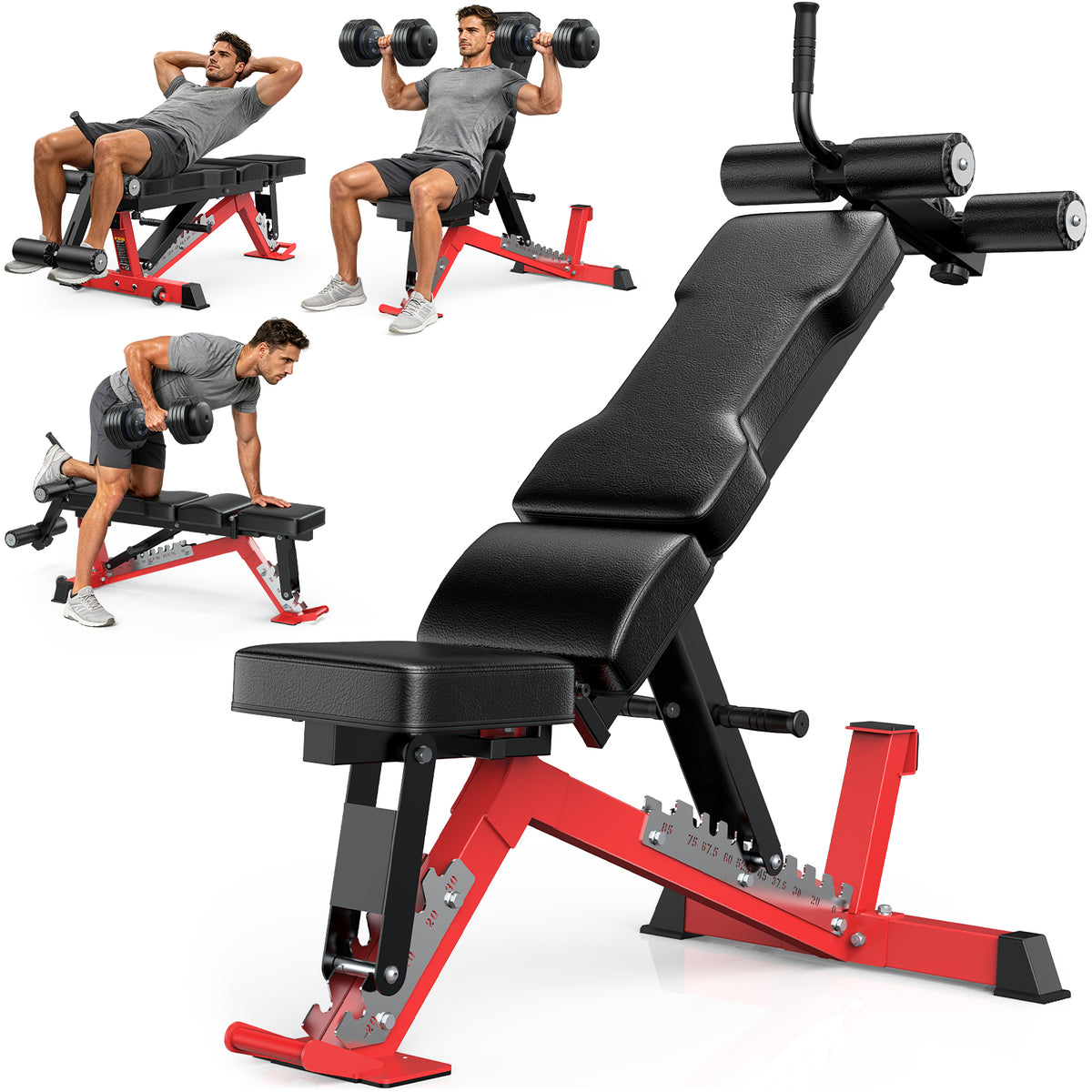 BEARBRO 10 Positions Multi-purpose Weight Bench Workout Bench, 1700LBS Heavy-Duty Incline Decline Bench for Full-Body Home Gym